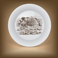 Decorative plate with image of farmhouse N4