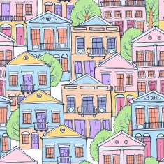 Hand drawn houses Seamless pattern N2