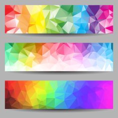 Set of banners with abstract triangles N27