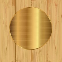 Gold round on a planks