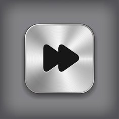 Media player icon - vector metal app button N2