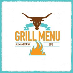 Grill Menu design template longhorn bull