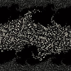 Vector horizontal seamless tape with musical notes