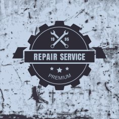 Car repair service label on rusty background Vector logo template N3