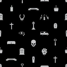 funeral icons black seamless pattern eps10