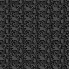 Black vector floral 3d seamless pattern background N2