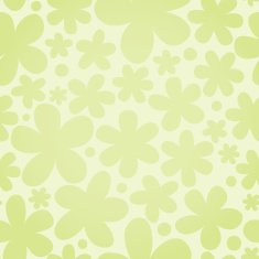 Green seamless pattern with simple flowers