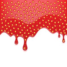 Drips of strawberry jam on white background Flowing liquid N3
