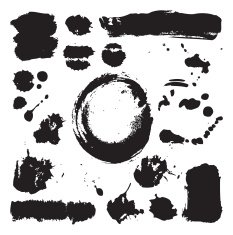Black ink swirled brushstrokes