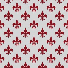 Seamless white paper with red glitter fleur de lys symbol