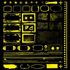 Various Black and Yellow Grunge Shapes