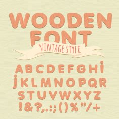 Vintage wooden alphabet Flat style N2