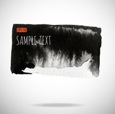 Black watercolor blob isolated on white N44