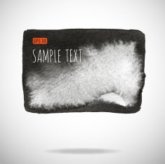 Black watercolor blob isolated on white N46