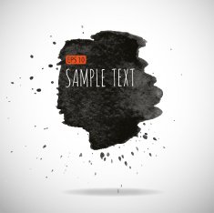 Black watercolor blob isolated on white N49