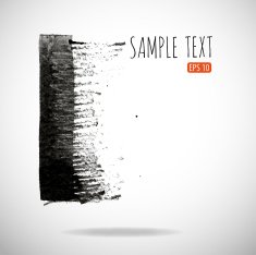Black watercolor blob isolated on white N52