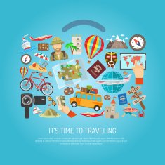 Traveling Time Flat Color Concept