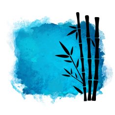 Watercolor and bamboo trees backlit N2