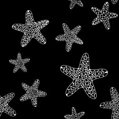 Strict black and white pattern with seafishes Seamless vector pattern