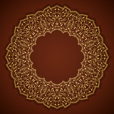 Lace gold round ornament with leaves