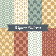 Set of vintage mono line seamless patterns N2