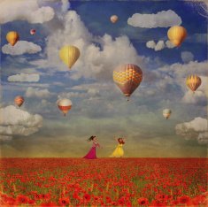 Image of small girls with colorful hot air balloons N2