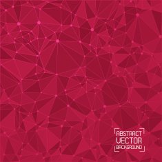 Technological red background with a pattern of triangles and dots