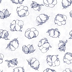 Seamless pattern with cotton Vector monochrome background