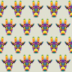 Abstract bright colored polygonal triangle geometric giraffe seamless pattern background N2