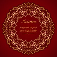 Elegant invitation card with round gold ornament