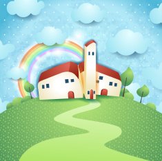 Fantasy landscape with village N2