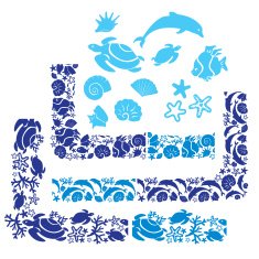 corners and borders with Underwater life - ornamental backgrounds N2