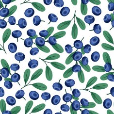 Seamless nature pattern with blueberries