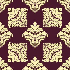 Seamless pattern in damask style with leaves tracery