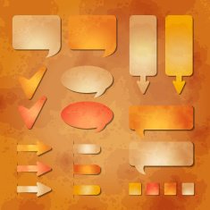Set of vector web design elements on grunge paper background