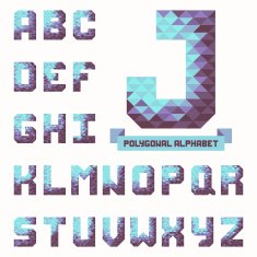 Full polygonal triangular alphabet Trendy typeset in vector N2