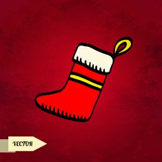 Holiday card with sketch Christmas stocking N2