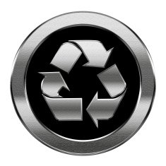 Recycling symbol icon silver isolated on white background