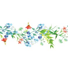 Meadow flowers seamless horizontal vector banner