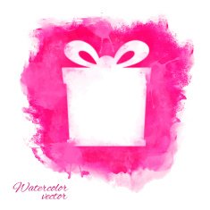 Watercolor gift box with paint stain N2