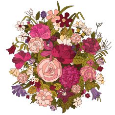 Hand drawn vintage bouquet N3