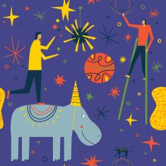 People give magical circus performance Seamless vector background
