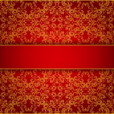 Royal burgundy invitation with gold lace ornament