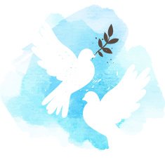 Doves on blue background N2
