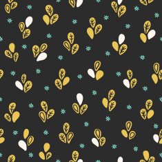 Christmas seamless pattern with golden leaves and snowflakes
