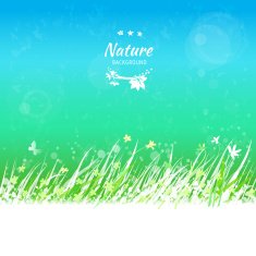 Spring sky with grass frame for your text
