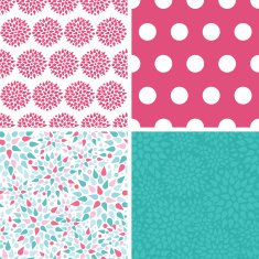 Vector abstract colorful drops set of four marching repeat patterns N2