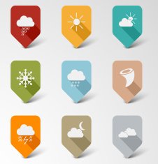 Colorful set web retro pointers for weather