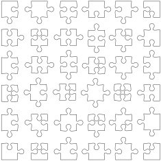 Set of white jigsaw puzzles