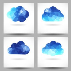Set of backgrounds with triangular clouds